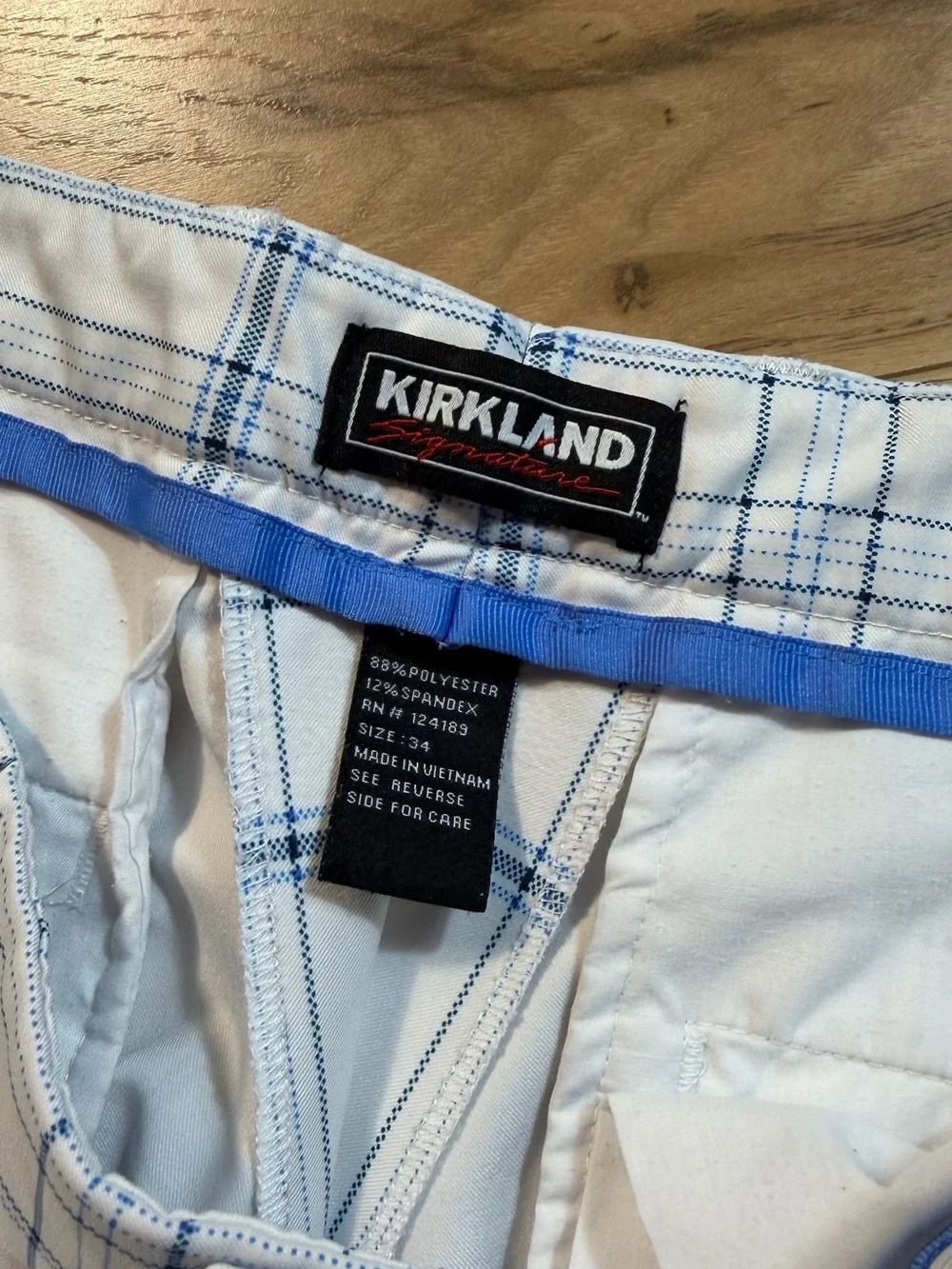 Men's White & Light Blue Plaid Shorts
